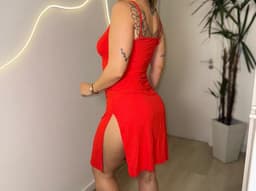Vestido morley largo con tajo - imagen