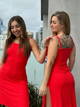 Vestido morley largo con tajo - imagen