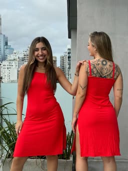 Vestido morley largo con tajo - imagen