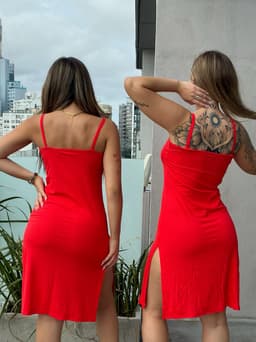 Vestido morley largo con tajo - imagen