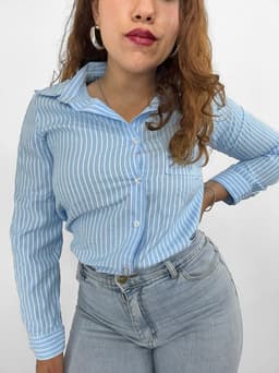 Camisa sastrera con mangas largas  y lineas - imagen
