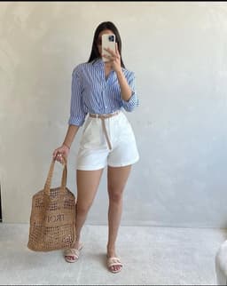 Camisa sastrera con mangas largas  y lineas - imagen