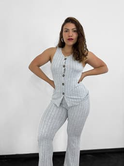 Conjunto sastrero con top con botones y palazo oxford - imagen