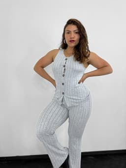 Conjunto sastrero con top con botones y palazo oxford - imagen