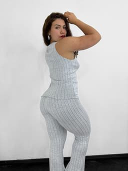 Conjunto sastrero con top con botones y palazo oxford - imagen