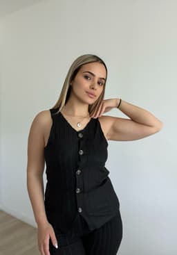 Conjunto sastrero con top con botones y palazo oxford - imagen