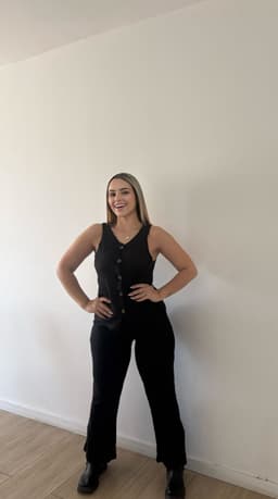 Conjunto sastrero con top con botones y palazo oxford - imagen