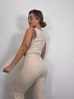 Conjunto sastrero con top con botones y palazo oxford - imagen