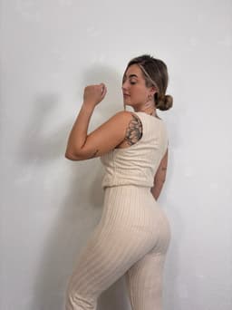 Conjunto sastrero con top con botones y palazo oxford - imagen