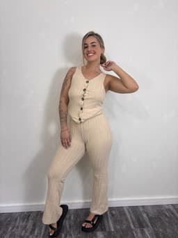 Conjunto sastrero con top con botones y palazo oxford - imagen