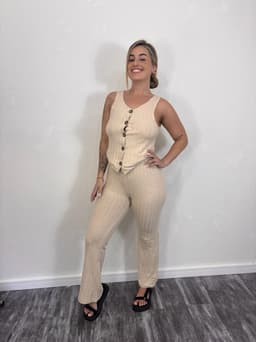 Conjunto sastrero con top con botones y palazo oxford - imagen