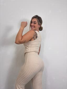 Conjunto sastrero con top con botones y palazo oxford - imagen