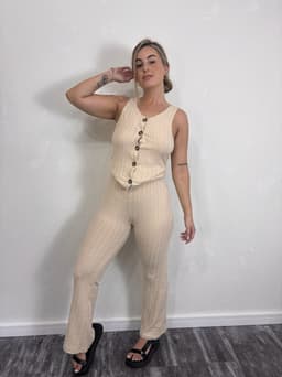 Conjunto sastrero con top con botones y palazo oxford - imagen