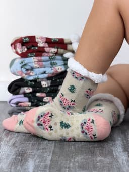 Par de medias antideslizantes con peluche - imagen