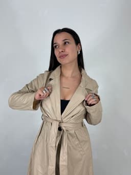 Tapado Simil Cuero con Cinturón Ines - imagen