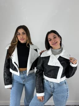Campera Simil Cuero con Corderito Iris - imagen