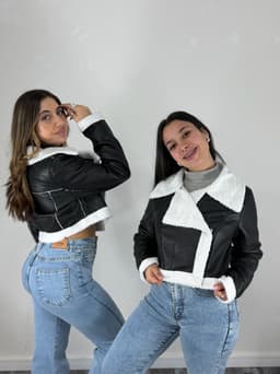 Campera Simil Cuero con Corderito Iris - imagen