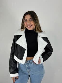 Campera Simil Cuero con Corderito Iris - imagen