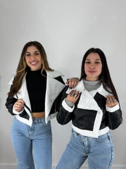 Campera Simil Cuero con Corderito Iris - imagen