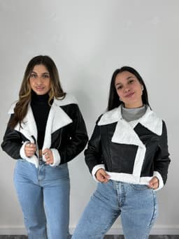 Campera Simil Cuero con Corderito Iris - imagen