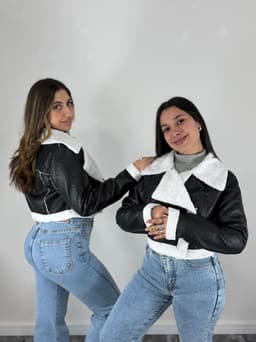 Campera Simil Cuero con Corderito Iris - imagen