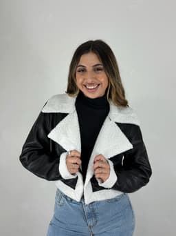 Campera Simil Cuero con Corderito Iris - imagen
