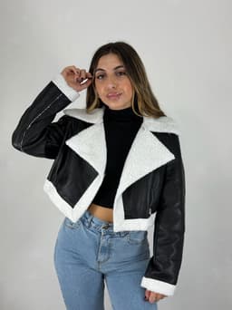 Campera Simil Cuero con Corderito Iris - imagen