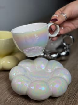 Taza con plato nube - imagen