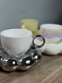 Taza con plato nube - imagen