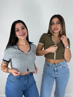 Top remera con cierre por mayor ( Pack de 12 a $ 195 c/u ) - imagen