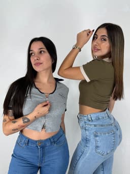 Top remera con cierre por mayor ( Pack de 12 a $ 195 c/u ) - imagen
